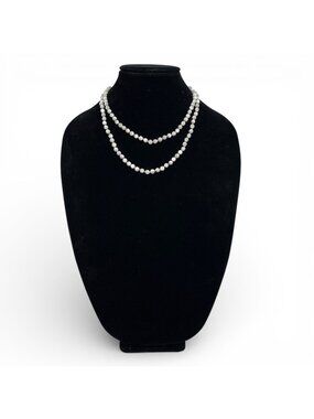 Chan Luu Imitation Pearl Knotted Necklace With Gold Accents Opera Length